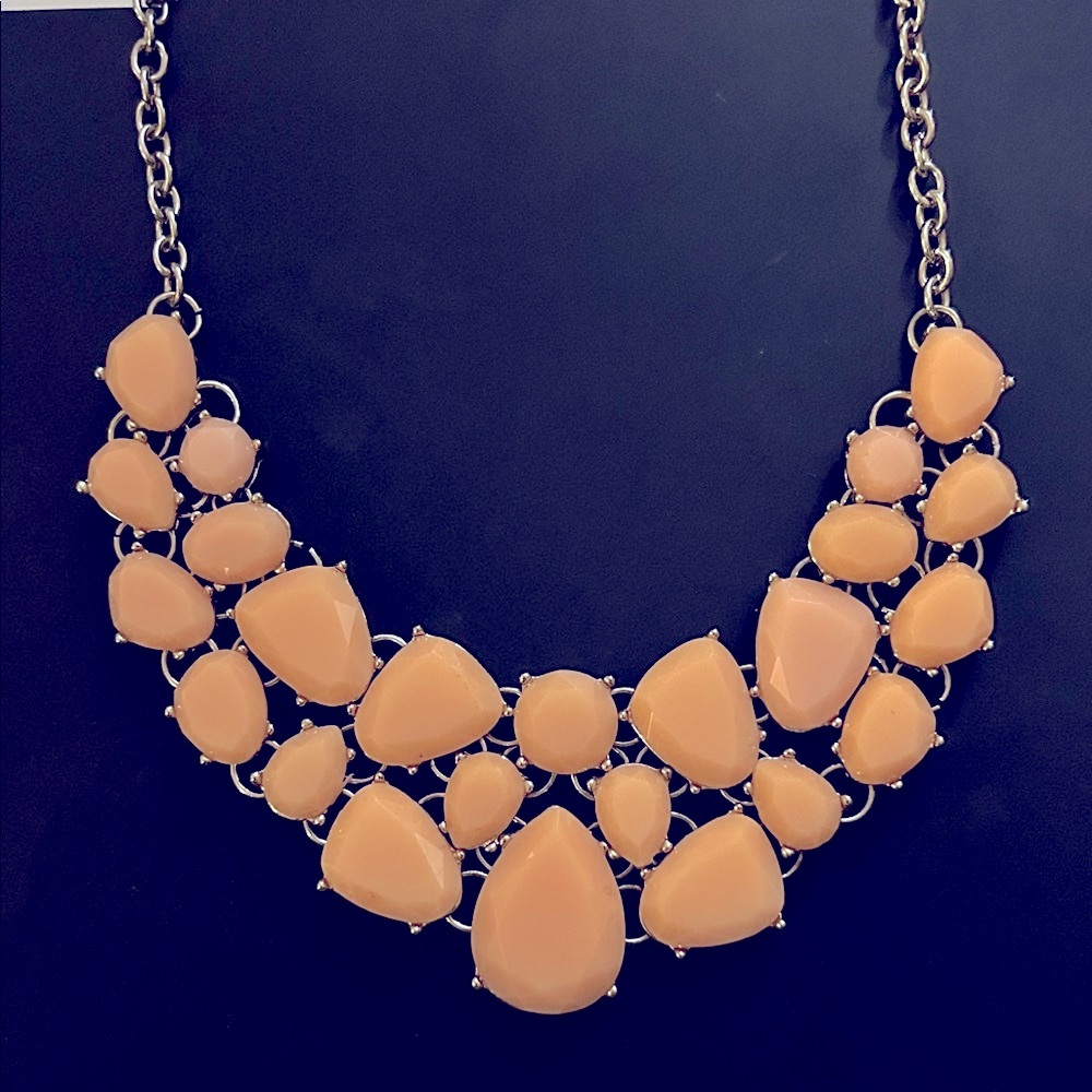 Elegant Gold and Peach Statement Necklace NEW